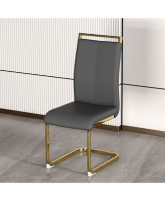 Modern Gray PU Leather Dining Chairs (Set of 4)