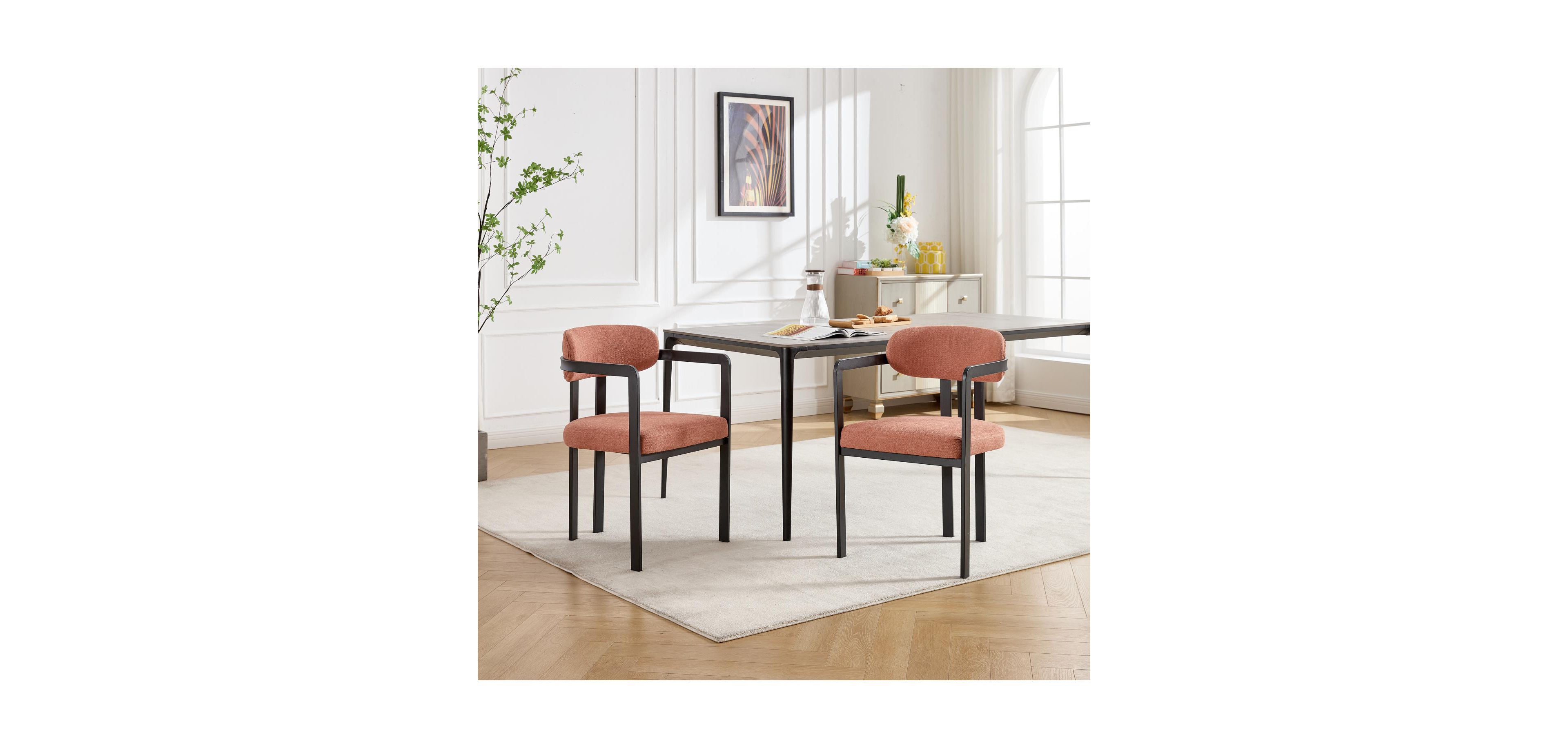 Streamdale Furniture Boucle Dining Chairs Set of 2, Mid-Century Modern,Metal Legs