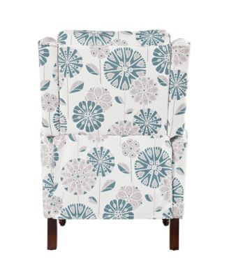 Streamdale Push Back Recliner Chair, Wing Back, Gourd Legs, White & Blue