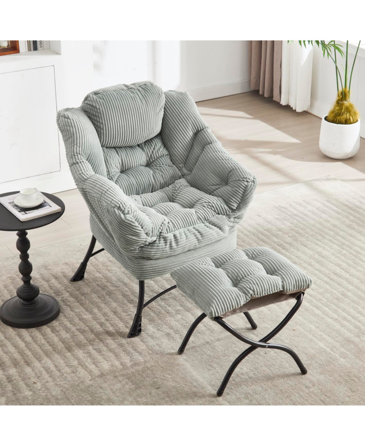 Streamdale Furniture Lazy Lounge Chair with Ottoman - Light Green