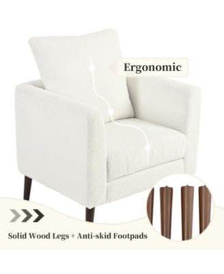 Teddy Fabric Accent Armchair with Waist Pillow for Living Room/Bedroom