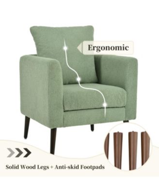 Teddy Fabric Barrel Chair with Solid Wood Legs (Green)