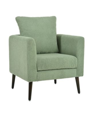 Teddy Fabric Barrel Chair with Solid Wood Legs (Green)