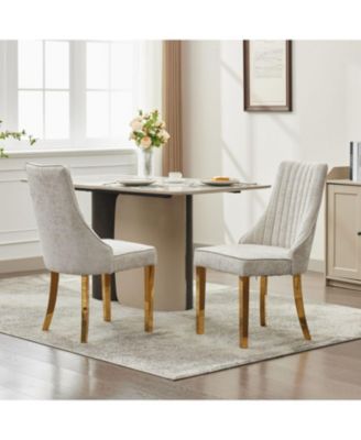 Chenille Dining Chairs Set of 2 (Beige)