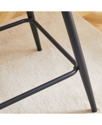 Modern White PU Bar Chairs - Set of 2 Black Legs