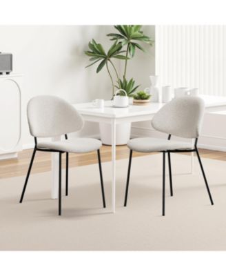 Boucle Dining Chairs - Set of 4 White