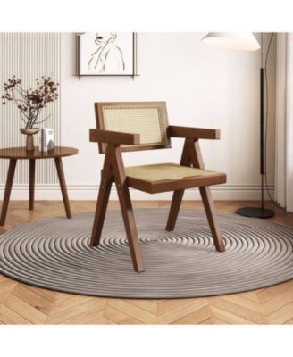 Mid Century Rattan Dining Chairs - Set of 2 Brown