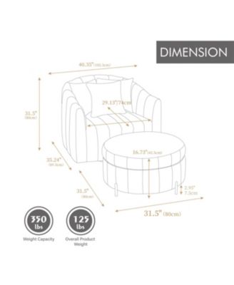 Swivel Velvet Barrel Chair & Ottoman with Pillows - GREEN