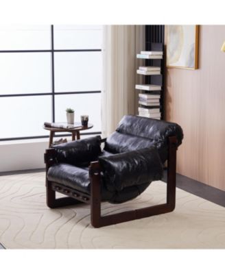  Medieval Modern Leather Lounge Chair - Antique Black
