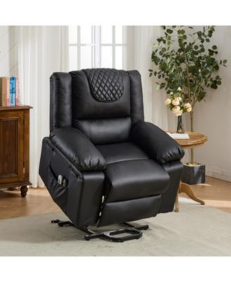 Black PU Remote-Controlled Heating and Massage Assistive Recliner for SeniorsI