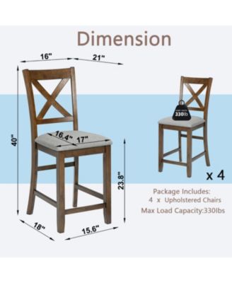 Counter Height Chairs (Set of 4), Padded Seat, Walnut