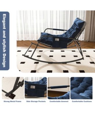 Rocking Chair with Cushions, Storage & Armrests.