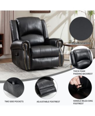 Streamdale Heat Massage Rocker Recliner Chair, Swivel Fabric, Black