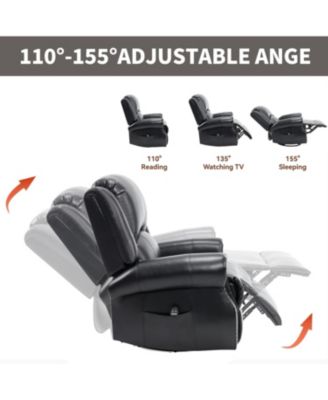 Streamdale Heat Massage Rocker Recliner Chair, Swivel Fabric, Black