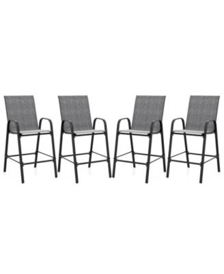 4PCS Outdoor Bar Stools 29'' Fabric Bar Height Stools w/ Armrests and Footrest
