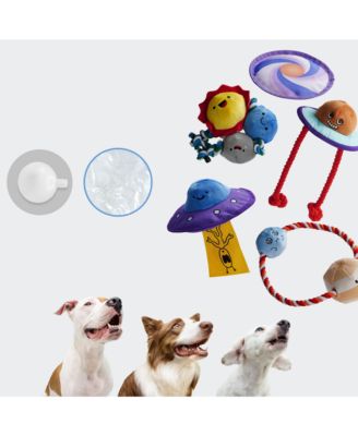 5 PCS Space Themed Dog Toys, Durable Squeaky Stuffed Plush Dog Toys, Flying Disc, Interactive Tough Rope Toys for Smal Medium Large Dog