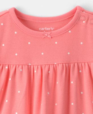 Baby Girls' Heart Pocket Flutter-Sleeve Romper