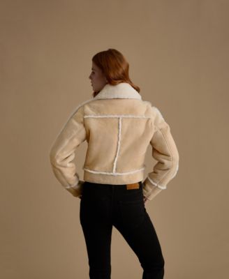 Women's Cropped Suede Shearling Jacket