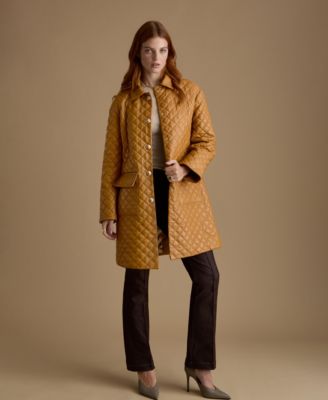 Women's Quilted Leather Coat, Created For Macy's