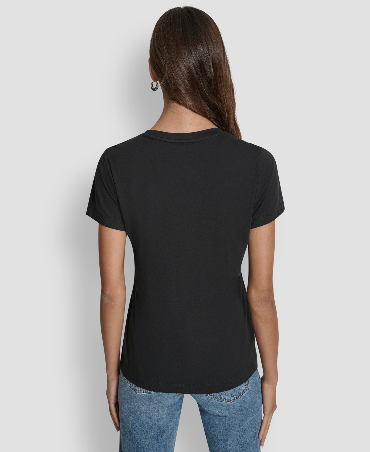 Dkny Jeans Women's Embellished Logo Detail Crewneck T-Shirt