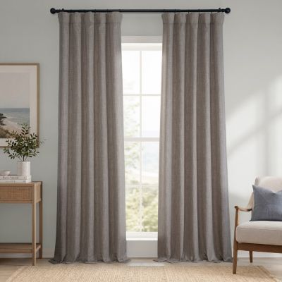 Faux Linen Room Darkening Curtains for Bedroom and Living Room Curtains (1 Panel)