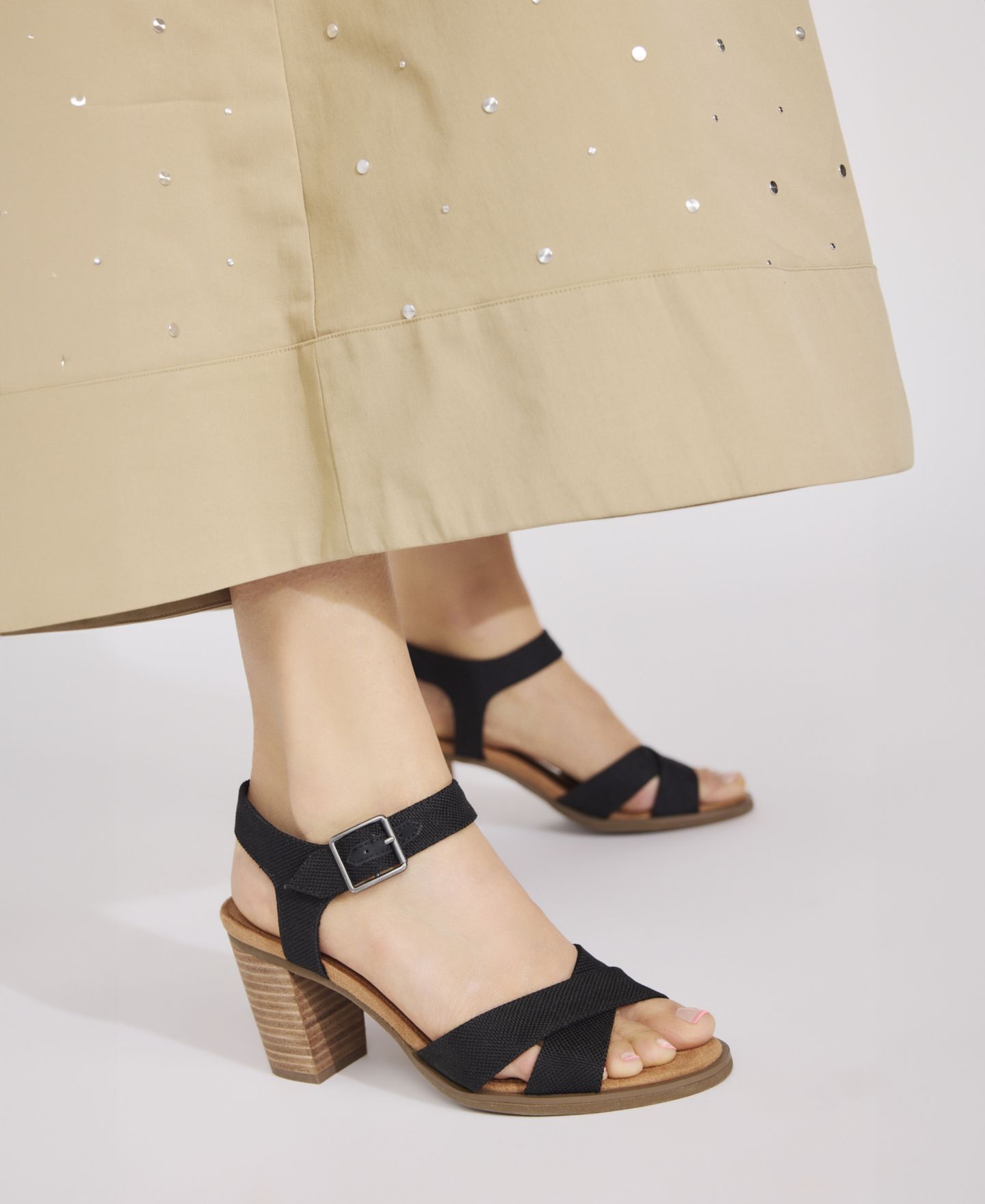 Женские сандалии TOMS Majorca Ankle Strap Dress Sandals, цвет: Чёрный меланжевый — фото 9