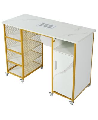 Marbling Texture Nail Table with Downdraft Vent