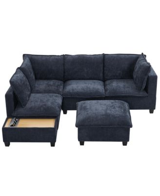 Streamdale 90" U-Shaped Sectional Sofa w/ Ottoman & Charging Table