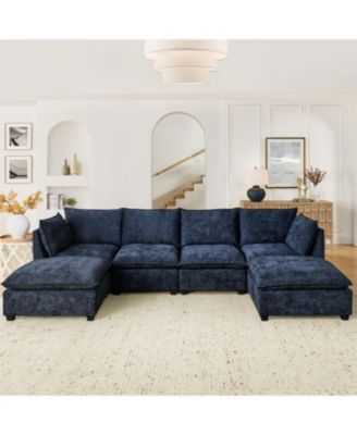 Comfy Cloud Couch Sectional 4 Seat Sofa w/ 2 Ottomans
