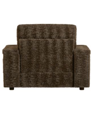 42" Oversized Faux Fur Chaise Lounge with Storage and Cup Holders