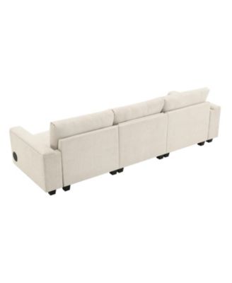 Streamdale Chenille Sectional Sofa with Drop Down Table & Bluetooth (96" L x 35" W)