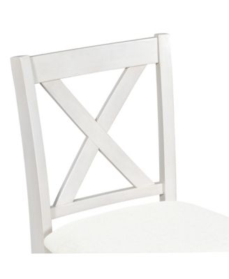 Streamdale 5 Pieces Counter Height Rustic Farmhouse Dining Room Wooden Bar Table Set with 2 stools and 2 Chairs, White