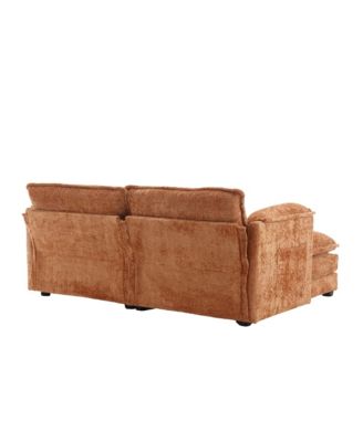  Chenille fabric, removable armrests with side pockets, high density sponge filling, oversized double sofa with footstool