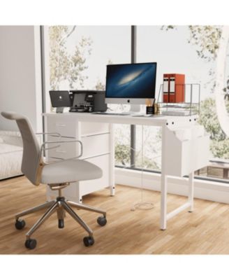  47" Office Desk with Power Outlet, Storage, and Reversible Design
