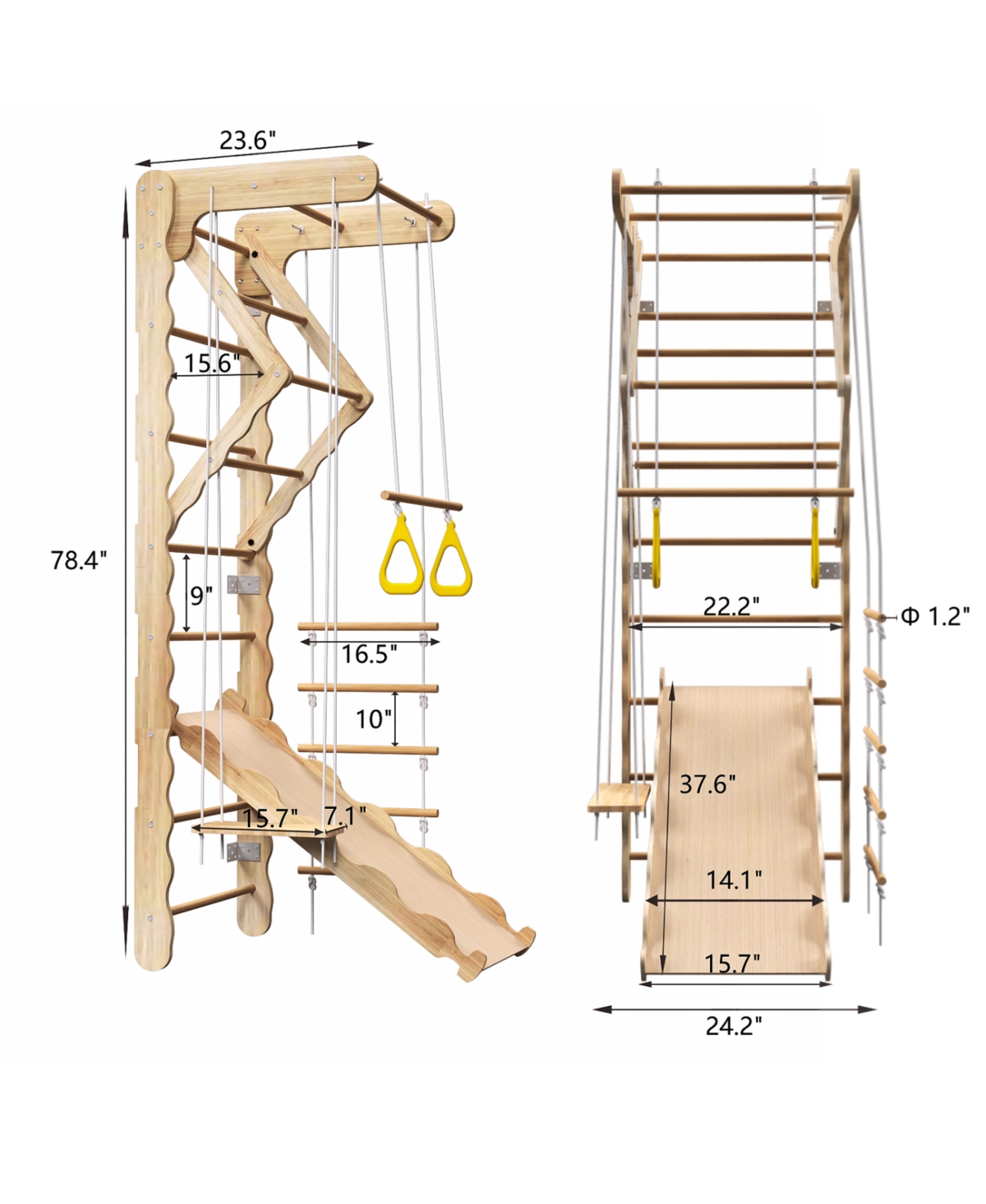 Streamdale Furniture Toddler Climbing Toys Indoor Kids Pikler Triangle Set Foldable Indoor Ladder Climbing Gym Climber