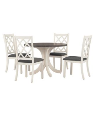 Mid-Century 5-Piece Round Dining Set Walnut Table & Chairs