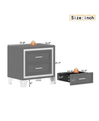 Streamdale Queen Upholstered LED Bed Set with 2 Nightstands