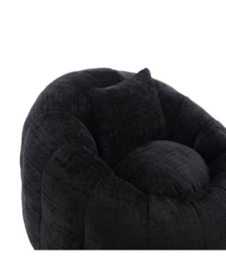 Modern XL Round Bean Bag Chair w/ Footrest & Pillow