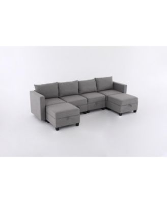Convertible Modular Sectional Sofa Couch - Dark Grey