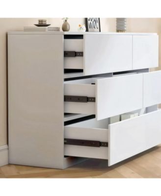 6 Drawer White Dresser - Modern Bedroom Storage Cabinet