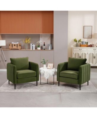 Velvet Accent Chair with Metal Legs