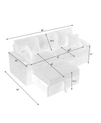 80" Folding Corduroy Sofa Bed w/ Cup Holder & Pillow - Green