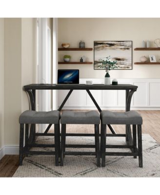 Industrial Bar Table Set with Power Outlet