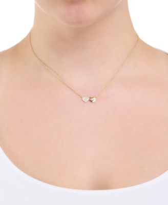 Cubic Zirconia Two Hearts Pendant Necklace