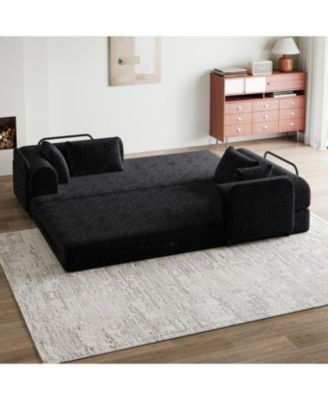 78.7" Convertible Sleeper Sofa Bed with Pillow & Side Pocket