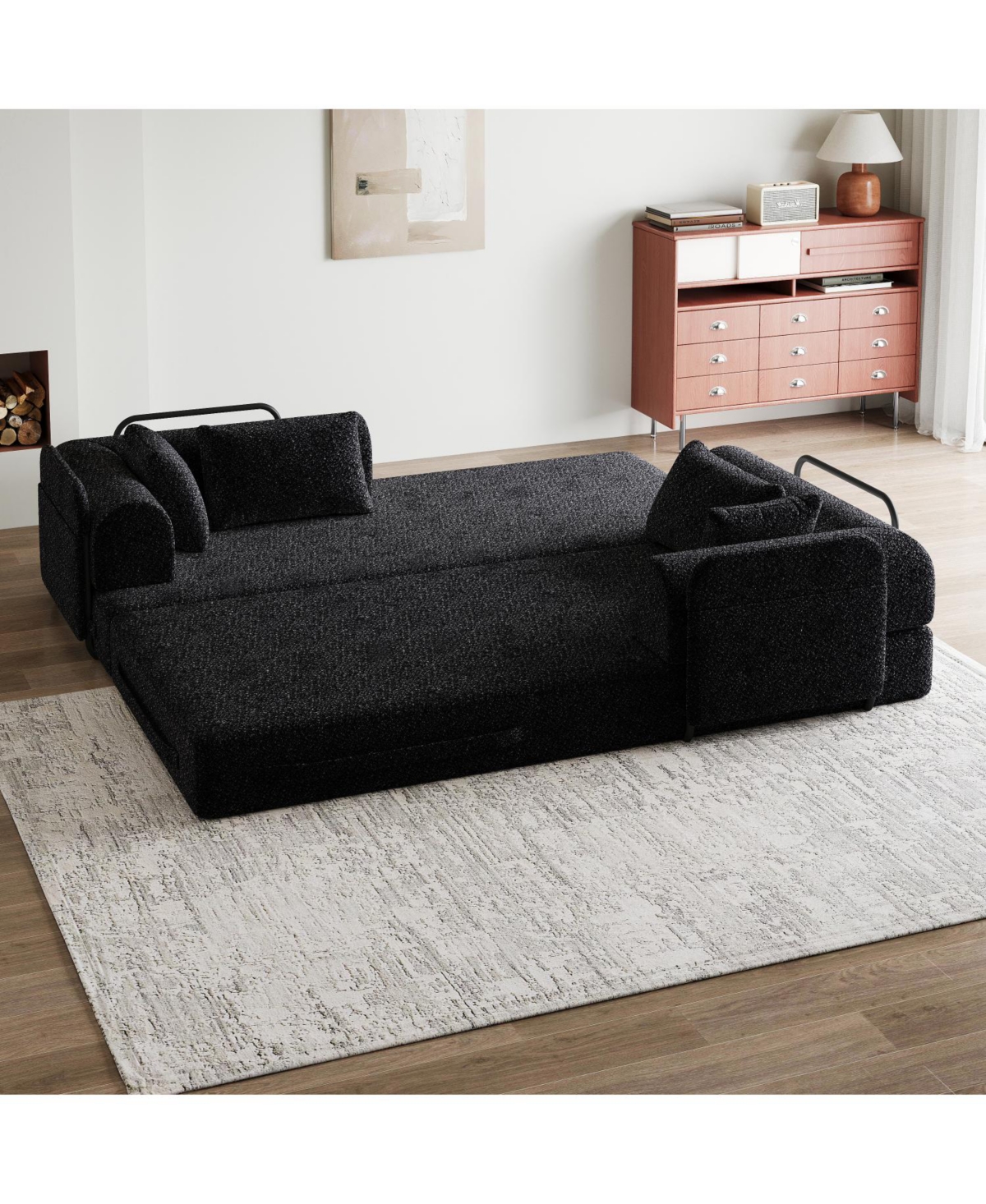 Streamdale Furniture 78.7" Convertible Sleeper Sofa Bed with Pillow & Side Pocket