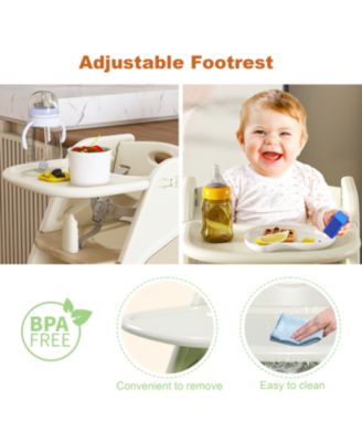 Adjustable Height High Chair with 5-Point Harness & Tray