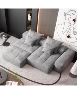 Streamdale Modern Oversized Chenille Sectional Sofa with Ottoman & Pillows