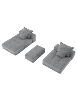 Streamdale Modern Oversized Chenille Sectional Sofa with Ottoman & Pillows