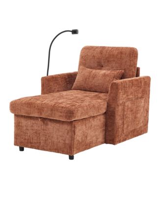  Multifunctional Chenille Recliner Sofa with Storage & Phone Bracket